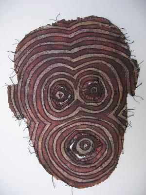 Kopf 3.jpg - Kopf genäht, 2007, Stoff, Gouache, ca. 22 x 17 cm